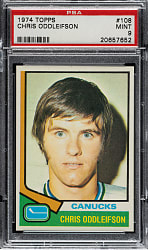 1974-1975 Topps Hockey #108 Chris Oddleifson PSA MINT 9