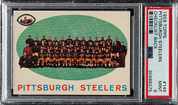 1959 Topps Football #146 Pittsburgh Steelers Team Checklist Back PSA MINT 9