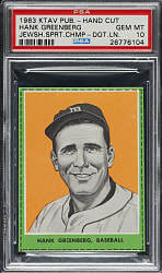 1963 KTAV Publishing Jewish Sports Champions Dotted Line Hand Cut Hank Greenberg PSA GEM MINT 10