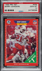 1989 Pro Set Football #494 Barry Sanders Rookie PSA GEM MINT 10