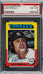 1975 Topps Mini #217 Lou Piniella PSA NM-MT 8