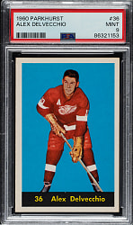 1960-1961 Parkhurst Hockey #36 Alex Delvecchio PSA MINT 9
