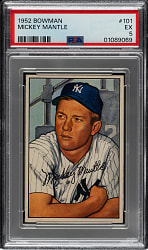 1952 Bowman #101 Mickey Mantle PSA EX 5