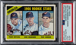 Signed 1966 Topps #579 Bertaina/Brabender/Johnson PSA VG 3