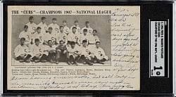 Circa 1906 Fred H. Wagner Chicago Cubs with Joe Tinker, Johnny Evers, Frank Chance, and Mordecai Brown SGC POOR 1