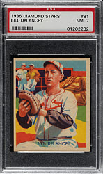 1934-1936 R327 Diamond Stars #81 Bill Delancey (1935 Green Back) PSA NM 7