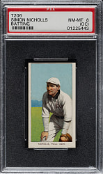 1909-1911 T206 White Border Simon Nicholls Hands On Knees PSA NM-MT 8 (OC)