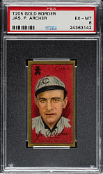 1911 T205 Gold Border James Archer PSA EX-MT 6