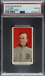 Lot # 2: 1909-1911 T206 White Border Ty Cobb Portrait Red Background PSA VG-EX 4 - Polar Bear Back