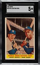 1958 Topps #418 World Series Batting Foes with Mickey Mantle and Hank Aaron SGC EX 5