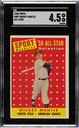 1958 Topps #487 Mickey Mantle All-Star SGC VG/EX+ 4.5