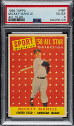 1958 Topps #487 Mickey Mantle All-Star PSA VG-EX 4