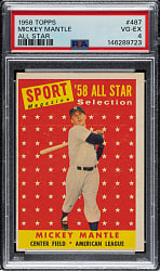 1958 Topps #487 Mickey Mantle All-Star PSA VG-EX 4