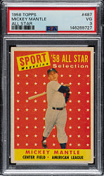 1958 Topps #487 Mickey Mantle All-Star PSA VG 3