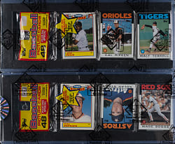 1986 Topps Unopened Rack Pack Pair - Both with Cal Ripken Jr. on Top - BBCE