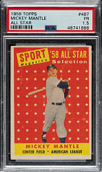 1958 Topps #487 Mickey Mantle All-Star PSA FAIR 1.5
