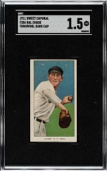 1909-1911 T206 White Border Hal Chase Throwing Dark Cap SGC FAIR 1.5