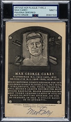 Signed 1956-1963 Artvue (Type 2) Black-and-White Hall of Fame Postcard Max Carey PSA/DNA MINT 9
