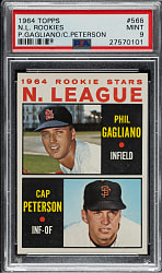 1964 Topps #568 Phil Gagliano/Cap Peterson PSA MINT 9