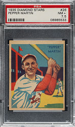 1934-1936 R327 Diamond Stars #26 Pepper Martin (1935 Green Back) PSA NM+ 7.5