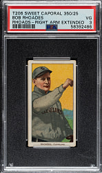 1909-1911 T206 White Border Bob Rhoades Right Arm Extended PSA VG 3
