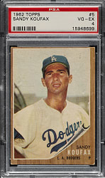 1962 Topps #5 Sandy Koufax PSA VG-EX 4