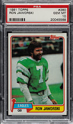 1981 Topps Football #280 Ron Jaworski PSA GEM MINT 10