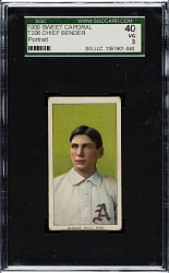 1909-1911 T206 White Border Chief Bender Portrait SGC VG 40
