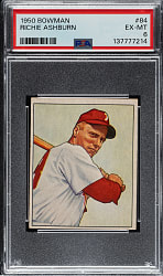 1950 Bowman #84 Richie Ashburn PSA EX-MT 6