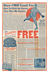 1913 W. D. Boyce "How to Pitch Curves" by Mordecai Brown Advertising Poster Plus Memembership