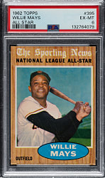 1962 Topps #395 Willie Mays All-Star PSA EX-MT 6