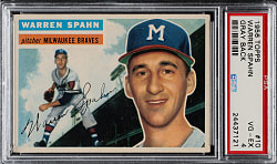 1956 Topps #10 Warren Spahn Gray Back PSA VG-EX 4