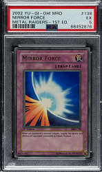 2002 Yu-Gi-Oh! Metal Raiders 1st Edition #138 Mirror Force Ultra Rare Holographic PSA EX 5