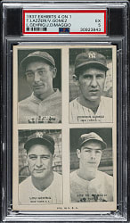 1937 Exhibits 4-On-1 with Lou Gehrig, Joe DiMaggio, Tony Lazzeri, and Vernon Gomez PSA EX 5