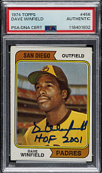 Signed 1974 Topps #456 Dave Winfield Rookie - PSA/DNA