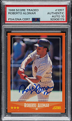 Signed 1988 Score Traded #105T Roberto Alomar Rookie PSA/DNA GEM MINT 10