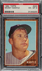 1962 Topps #200 Mickey Mantle PSA EX-MT 6