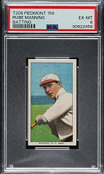 1909-1911 T206 White Border Rube Manning Batting PSA EX-MT 6