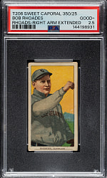 1909-1911 T206 White Border Bob Rhoades Right Arm Extended PSA GOOD+ 2.5