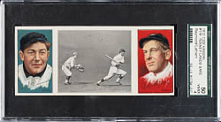 1912 T202 Hassan Triple Folder "Tenney Lands Safely" Raymond/Latham SGC VG/EX 50