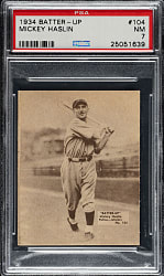 1934-1936 R318 Batter-Up #104 Mickey Haslin PSA NM 7