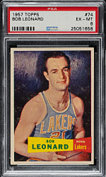 1957-1958 Topps Basketball #74 Bob Leonard Rookie PSA EX-MT 6