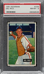 1951 Bowman #156 Del Rice PSA NM-MT 8