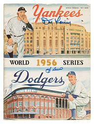 1956 New York Yankees vs. Brooklyn Dodgers Dual-Signed World Series Program with Yogi Berra and Don Larsen