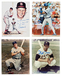 Hall of Fame and Star Signed Photograph Collection (18) Including Musial, and Rose