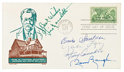 1953 First Day Cover Signed By Football Hall of Famers: Baugh, Canadeo, Lary, Marchetti, and Stautner