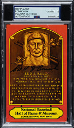 Edd Roush Signed Hall of Fame Postcard PSA/DNA GEM MINT 10