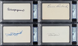Signed Index Card Collection (12) Including Phil Rizzuto, Rube Marquard, and Red Schoendienst - PSA/DNA