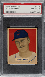 1949 Bowman #119 Floyd Baker PSA NM-MT 8