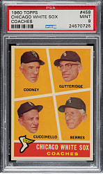 1960 Topps #458 Chicago White Sox Coaches PSA MINT 9